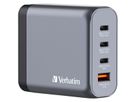 Verbatim GaN 4 Port Charger 140W, 3x USB-C, 1x USB-A, EU+UK Adapter