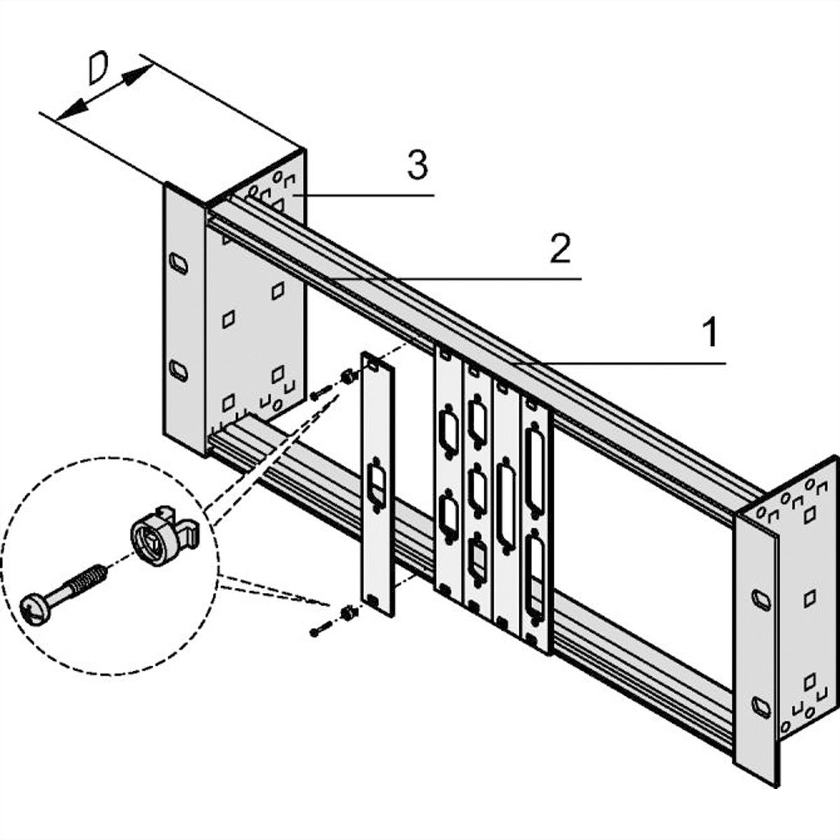 Support de module 19" SCHROFF sans décharge de traction