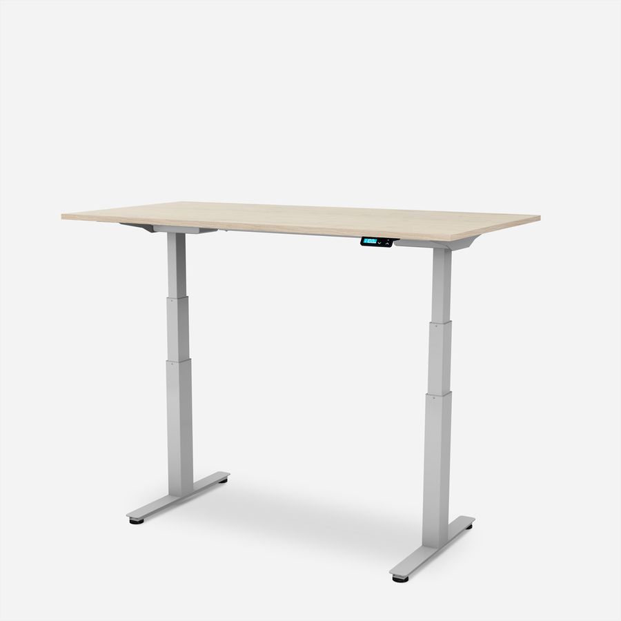 WRK21 Bureau Work 180 x 80 cm, Hauteur réglable, Mandal érable / Gris