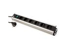 BACHMANN Multiprise 6x contact de protection, interrupteur, compatible rack 19 pouces, Chargeur USB 60W 1xABD GST18, 2 m