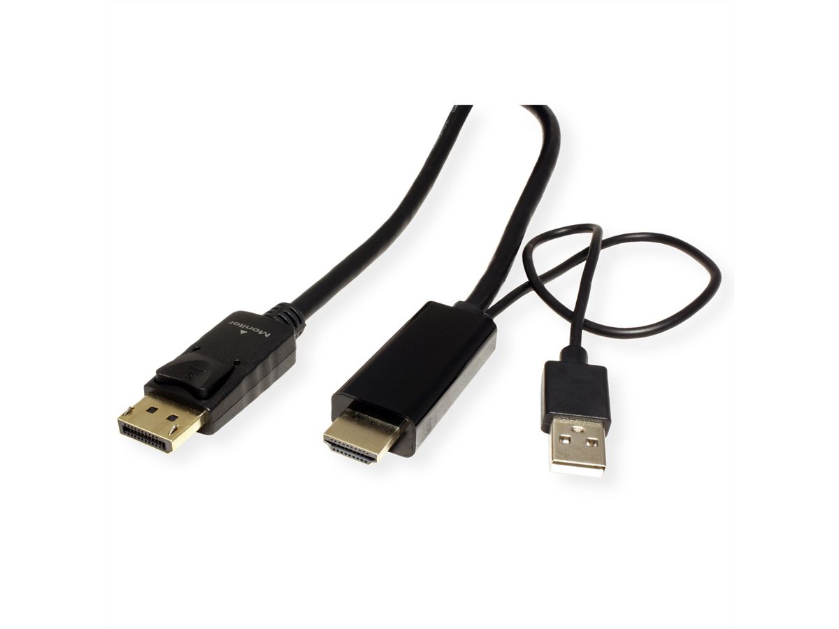 ROLINE HDMI-Kabel UltraHDTV - DisplayPort, ST/ST, schwarz, 3 m