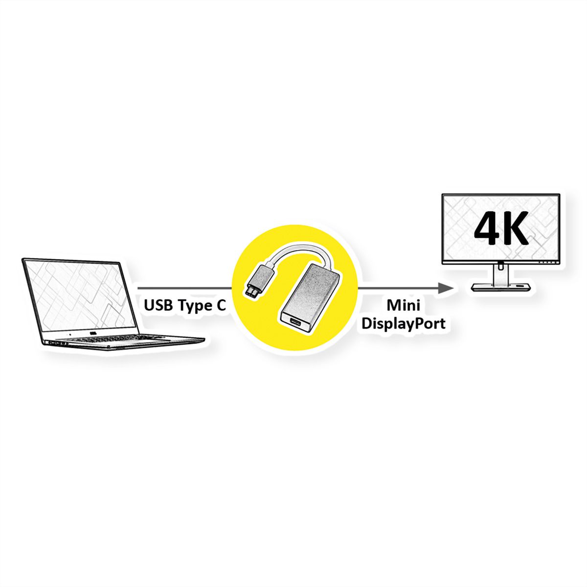 ROLINE Adaptateur Type C Mini DisplayPort, v1.2, M/F