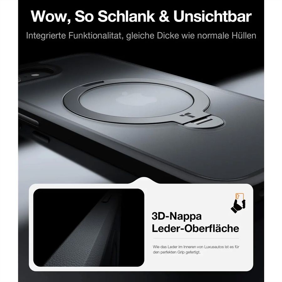 Torras Ostand 360° Spin Schutzhülle, iPhone 16e, MagSafe, noir