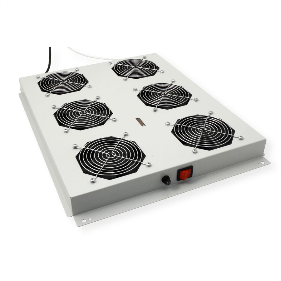 ROLINE 19-Zoll Dachlüftereinheit 6 Lüfter, Thermostat für Serverschrank grau