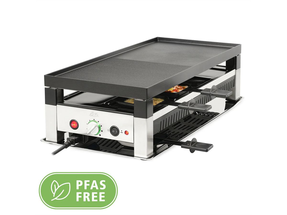 Grill à raclette et à pizza Solis pour 8 personnes, gris