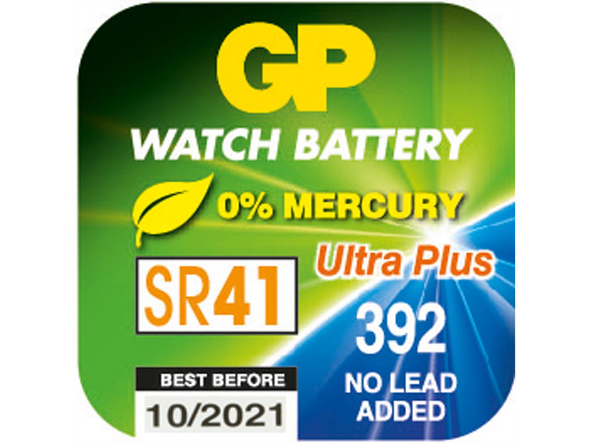GP Batteries Batterie de montre SR41W 392, 1 pcs, oxyde d'argent, 1.55V high drain