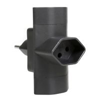 Schönenberger Abzweigstecker, 3xT13 vertikal, Stecker T12, schwarz