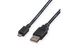 ROLINE USB 2.0 Kabel, USB A ST - Micro USB B ST, schwarz, 3 m