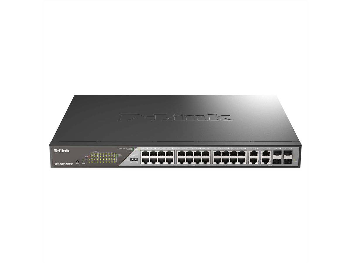D-Link DSS-200G-28MPP/E 28-Port Switch, Desktop Gigabit PoE Surveillance 518W