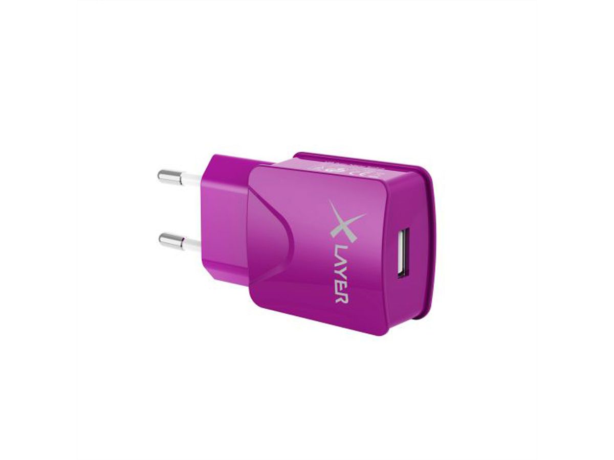 Xlayer Netzadapter USB, 2.1 A, violett