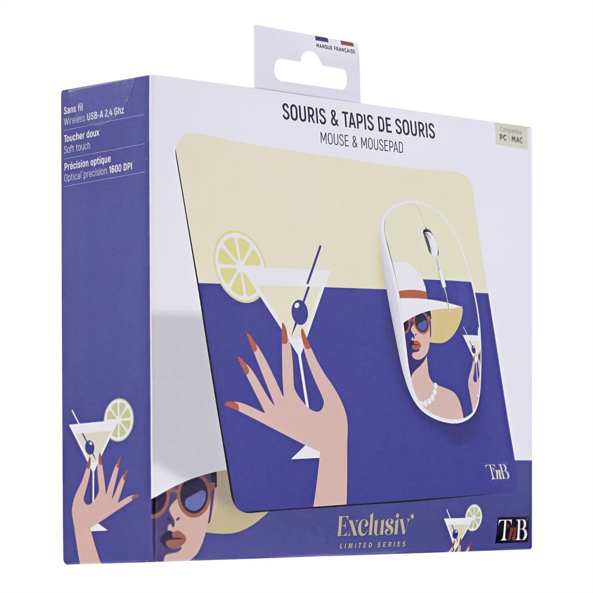 Souris sans fil et tapis de souris T'nB COCKTAIL EXCLUSIV , dans le kit