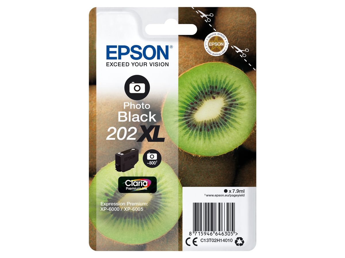 Epson Kiwi Singlepack Photo Black 202XL Claria Premium Ink