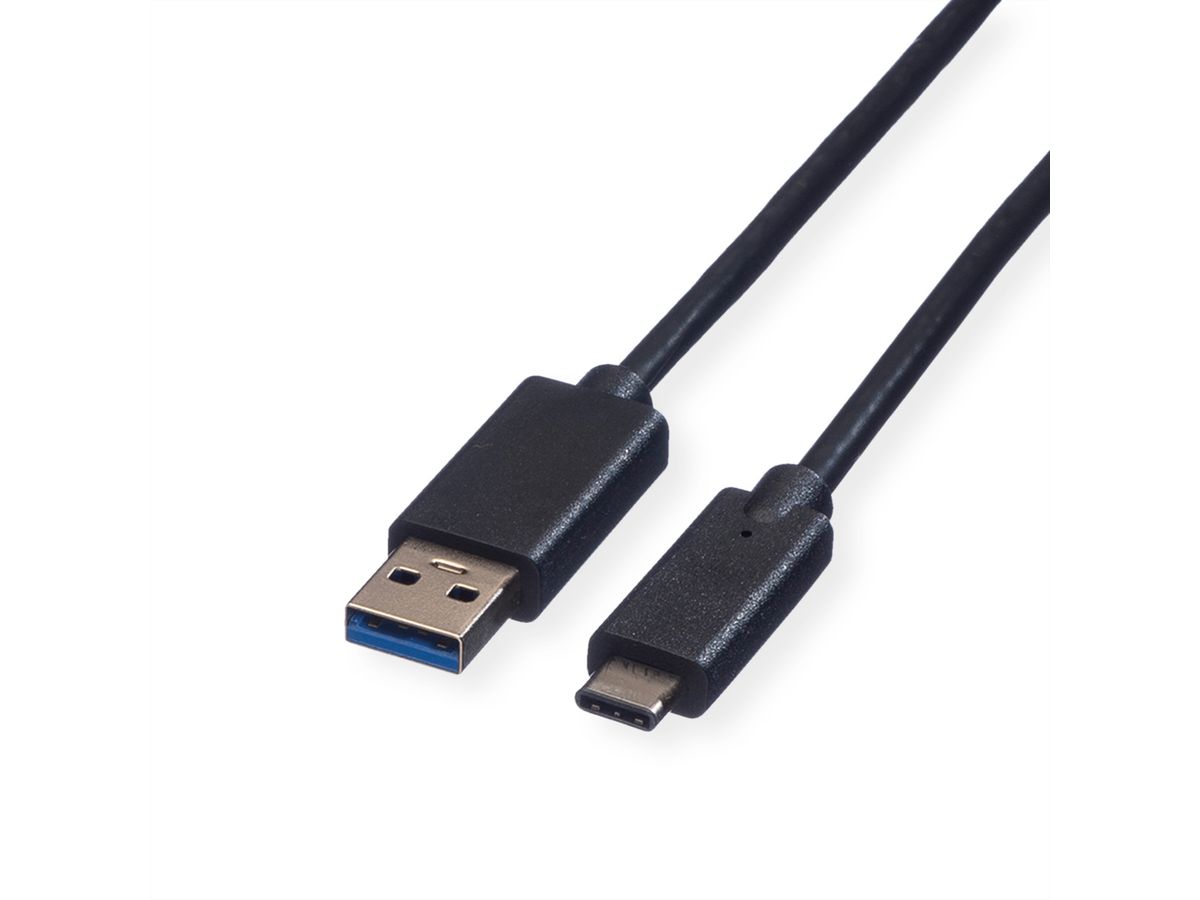 ROLINE USB 3.2 Gen 1 Kabel, A-C, ST/ST, schwarz, 0,5 m