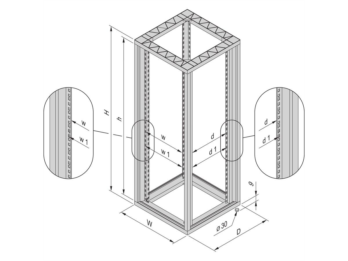 SCHROFF Armoire Eurorack avec porte avant et arrière, 38 U 1798H 600W 800D, RAL 7021