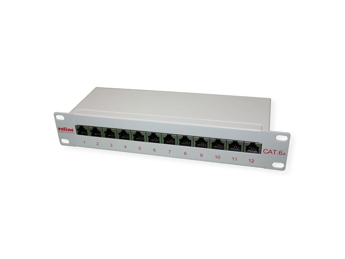 ROLINE 10-Zoll Patchpanel 12 Ports, Kat.6A (Class EA), geschirmt