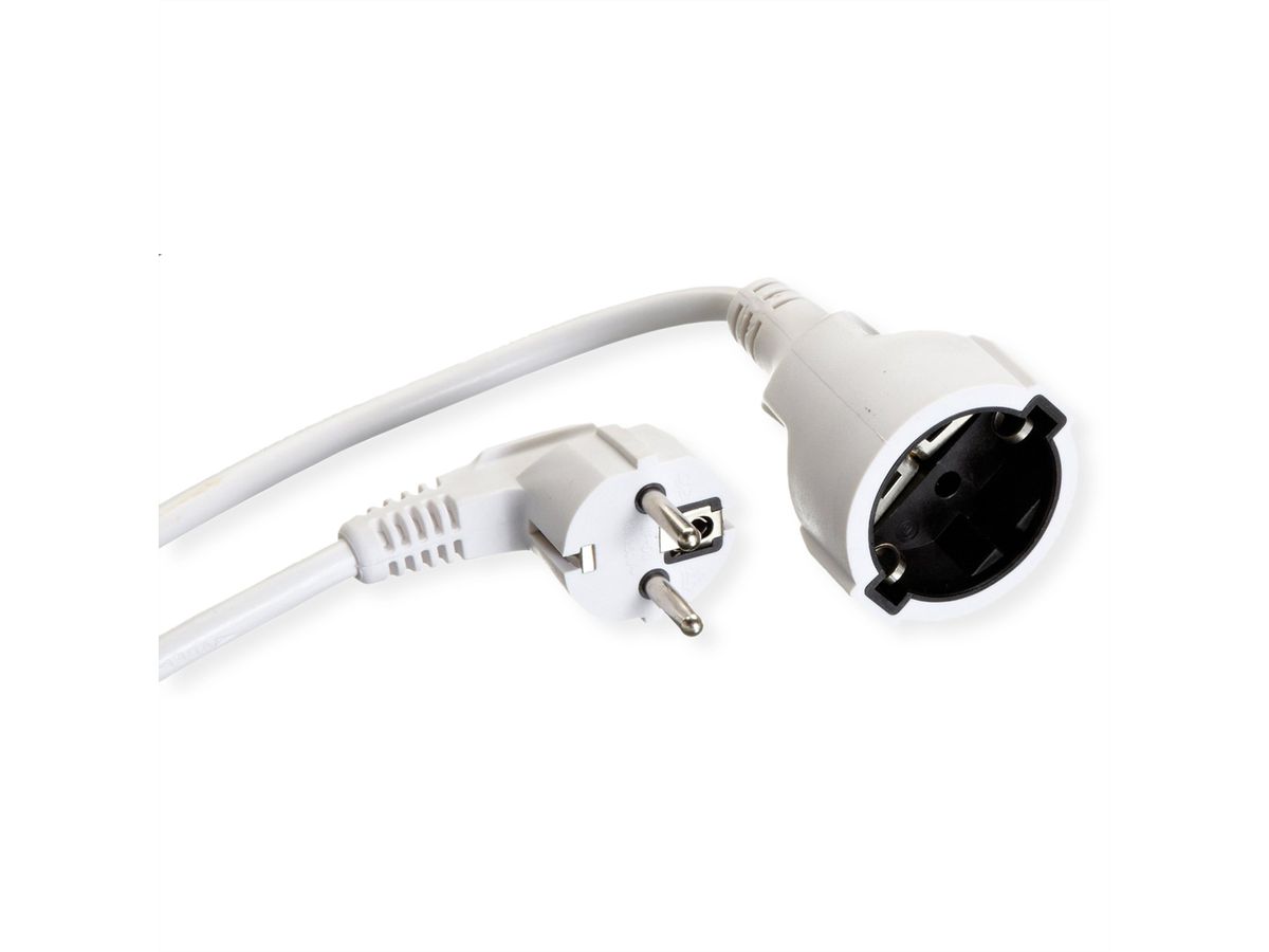 BACHMANN AC230V Câble prolongateur, prises type 2P+T allemand, blanc, 7,5 m