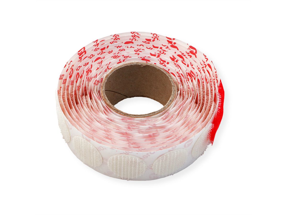 VELCRO® Boutons ronds 19mm x 125 blancs, crochets autocollants