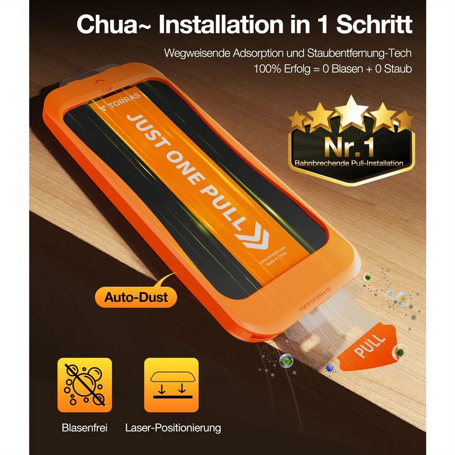 Torras Install Master protection d'écran, iPhone 16e, transparent