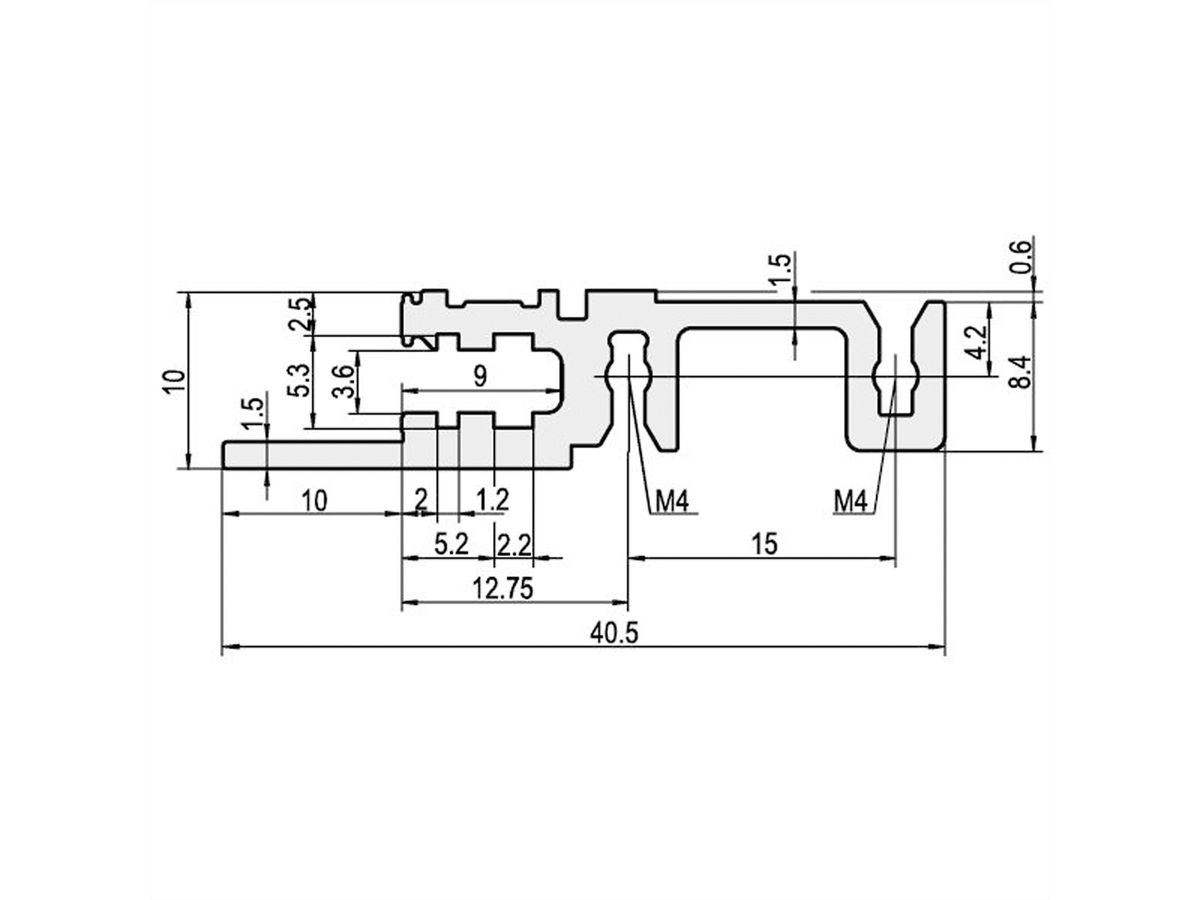 Rail horizontal SCHROFF, avant, type H-LD, lourd, lèvre longue, pour application IEEE, 20 HP