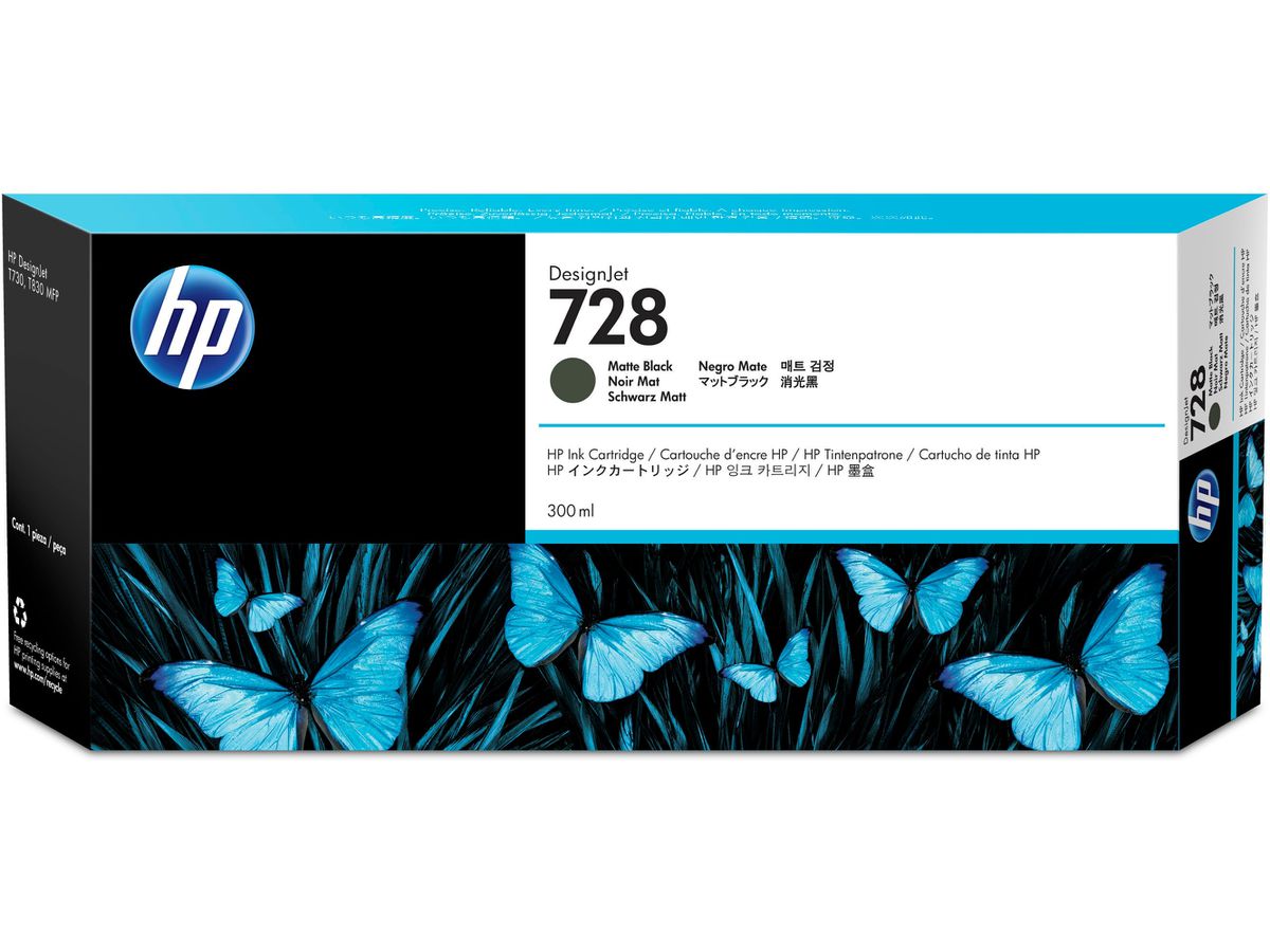 HP 728 cartouche d'encre DesignJet noire mate 300 ml