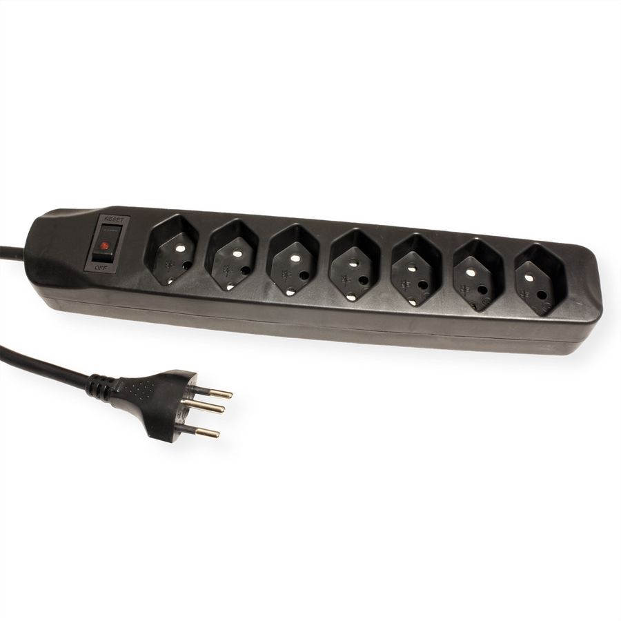BLANK Multiprise, 7xT13, avec interrupteur, noir