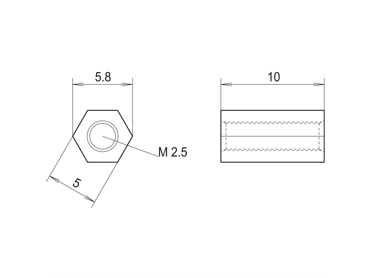 SCHROFF Abstandhalter zur Montage der PMC Mezzanine-Karten - ABSTANDHALTER GEW.B M2,5X10