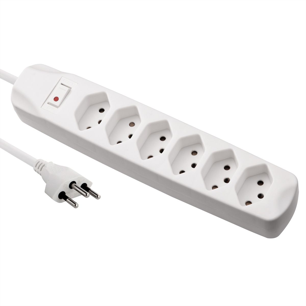 BLANK Multiprise, 6 prises T13, avec interrupteur, blanc
