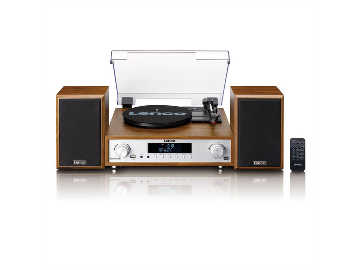 Lenco Chaîne Hi-Fi MC-160WD couleur bois, TT, DAB, radio FM, BT