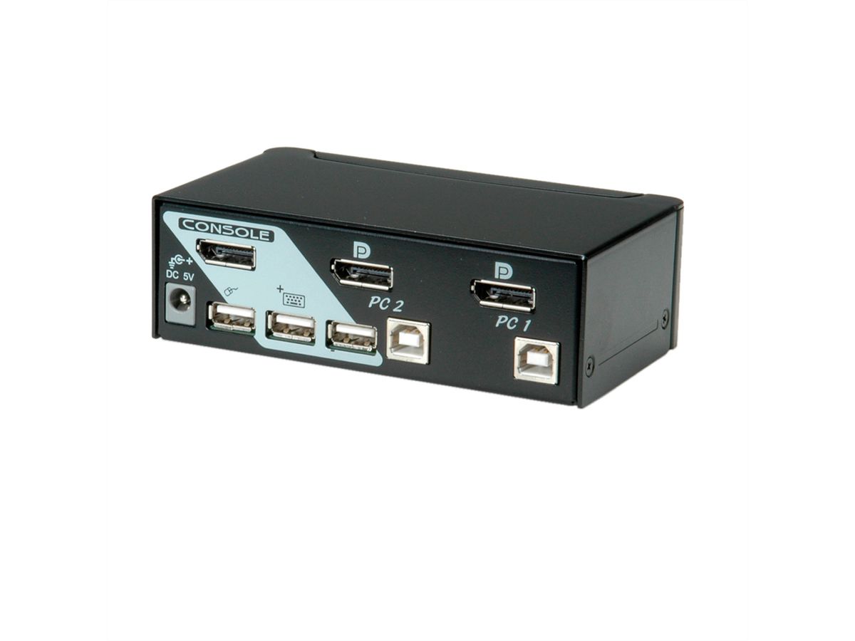 ROLINE DisplayPort USB 2.0 KVM Switch, 1 User - 2 PC
