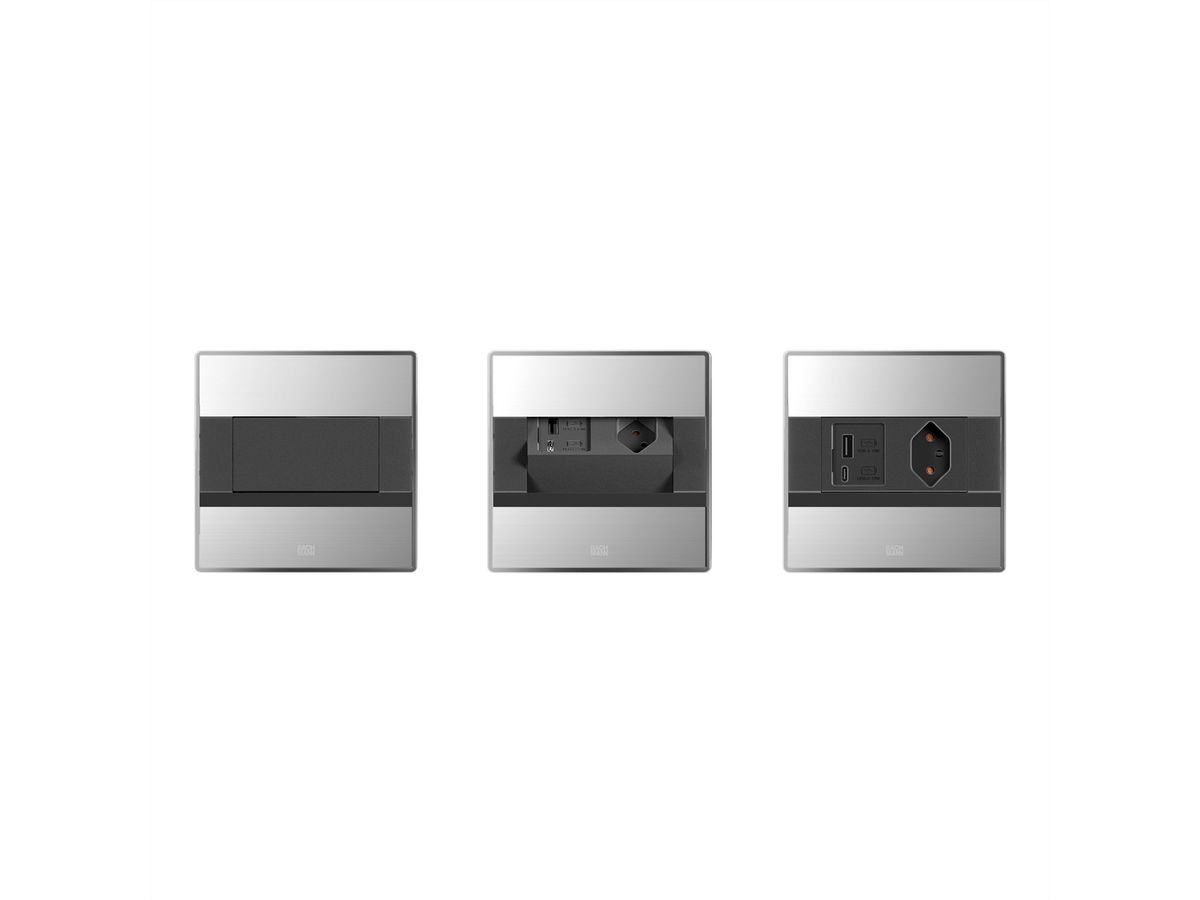 BACHMANN SENSE Edelstahl-Optik 1x CH T13, 1xUSB A/C L=2,0m T12