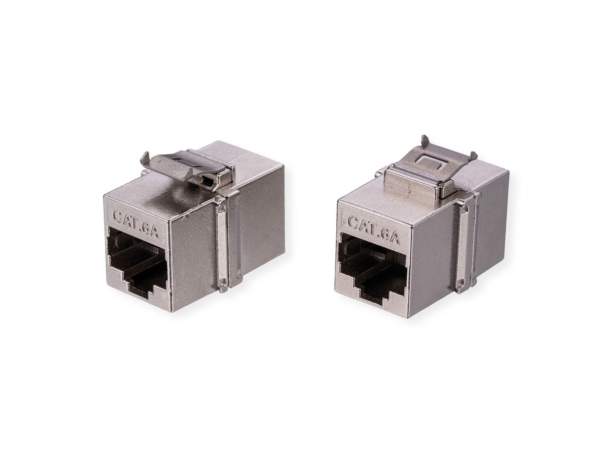 VALUE Coupleur Keystone RJ45, Cat.6A (Classe EA), blindé, court, argent