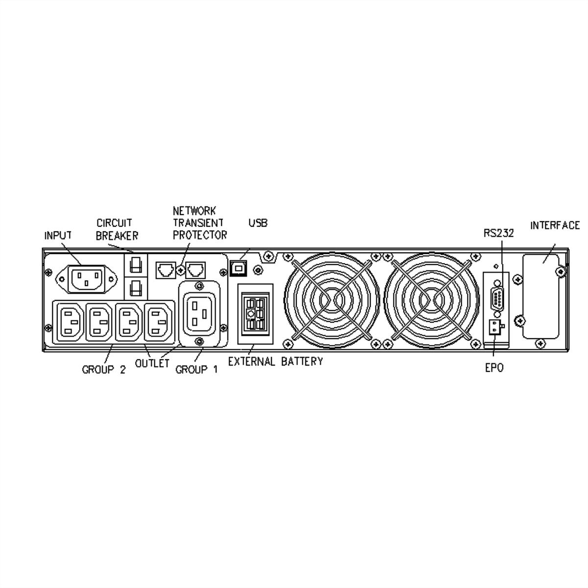 ROLINE ProSecure III 2000 RM2HE - Online USV, 19-Zoll Rackversion, schwarz