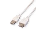 VALUE USB 2.0 Verlängerungskabel, Typ A-A, ST/BU, weiß, 1,8 m