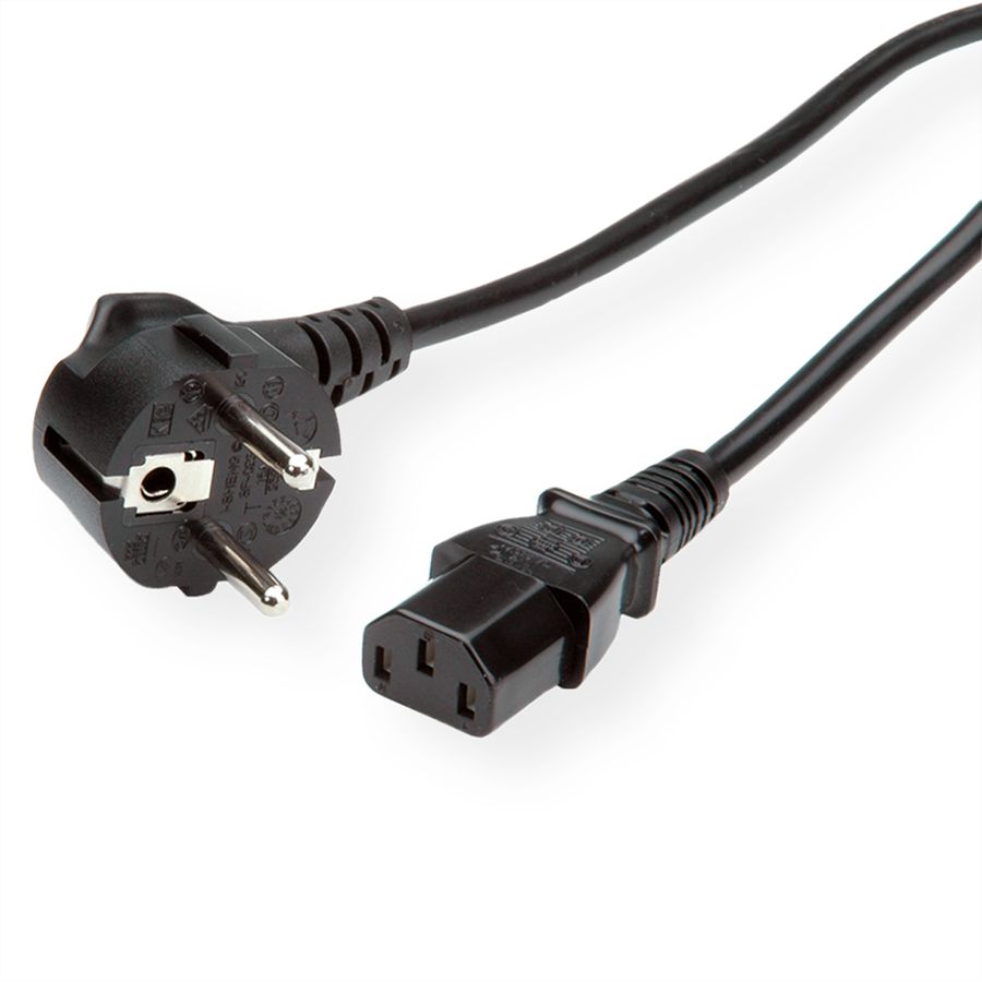 ROLINE GREEN Netzkabel, gerade IEC-Buchse, schwarz, 0,8 m