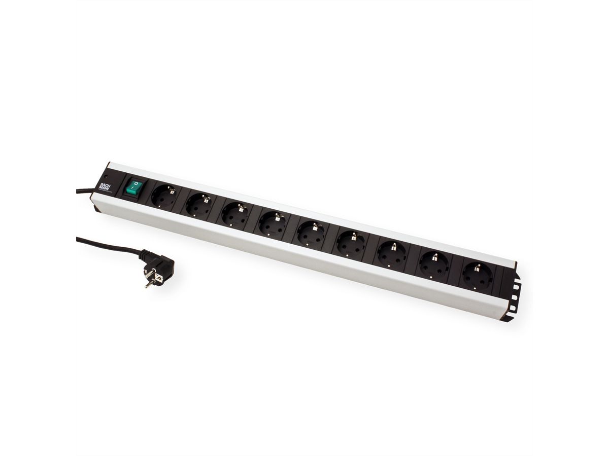 BACHMANN Multiprise 9x contact de protection, interrupteur, 2 m