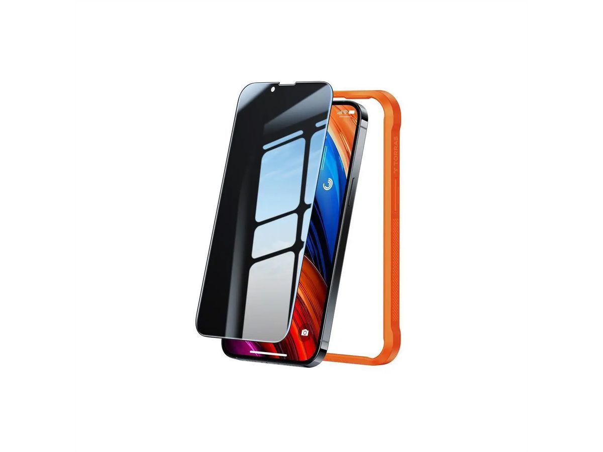 Torras Verre tempé protection d'écran Privacy, GlassGo, iPhone 15/14 Pro, transparent