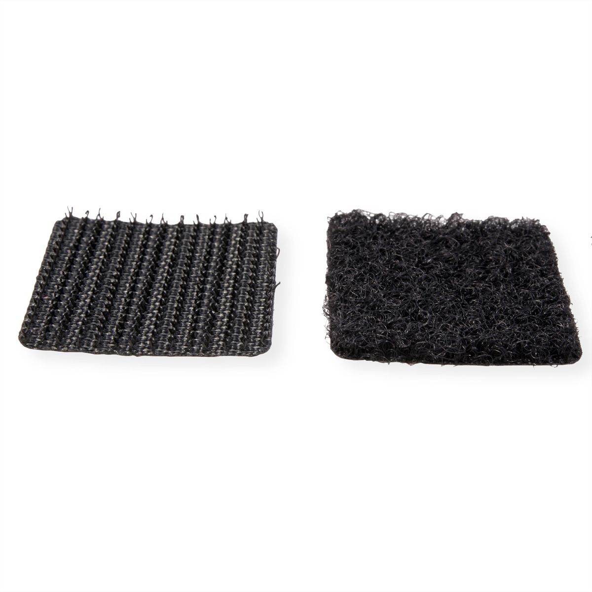 VELCRO® Boutons carrés 25x25mm x 24 noirs, crochets & velours autocollants