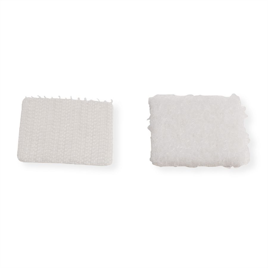 VELCRO® Boutons carrés 25x25mm x 24 blncs, crochets & velours autocollants
