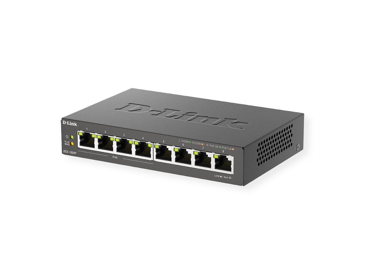 DGS-1008P 8-Port Gigabit PoE Unmanaged Desktop Switch