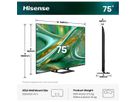 Hisense TV 75E8S 75", Mini-LED 4K, 144Hz, 600 Nits