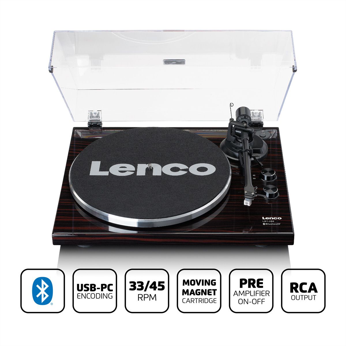 Lenco Platine vinyle LBT-288WA, noir / marron