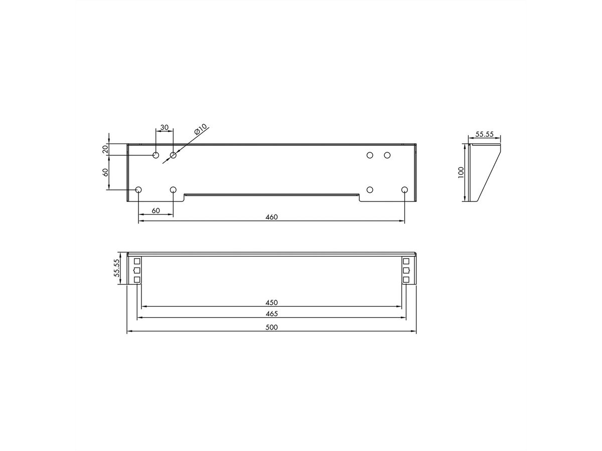 VALUE 19"-Wand-/Untertischhalterung, 1 HE, schwarz