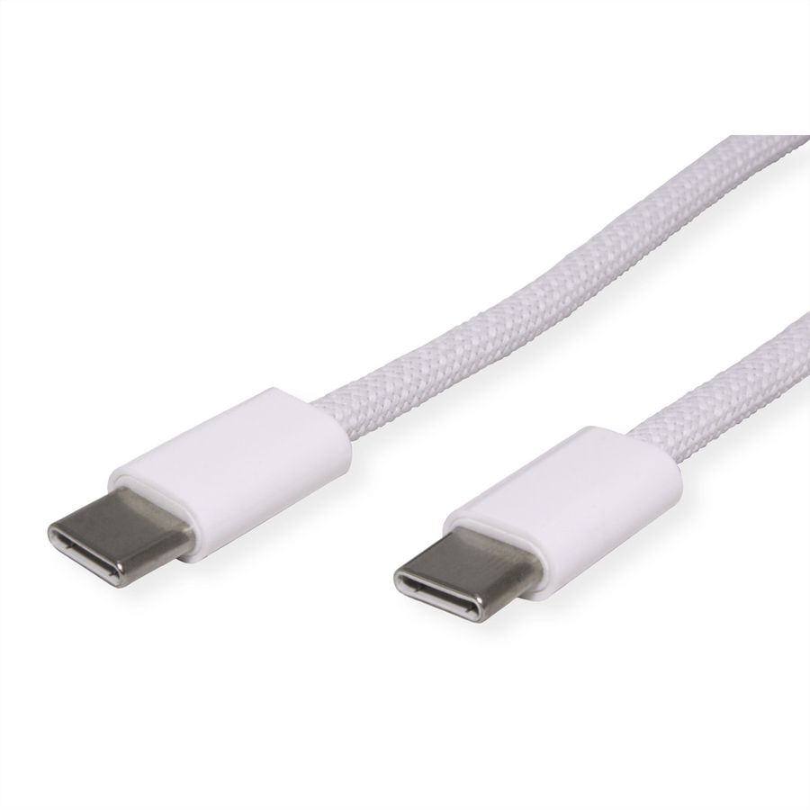 VALUE Câble USB 2.0, C–C, M/M, 60W, blanc, 1 m