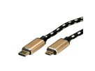 ROLINE GOLD Câble USB 2.0, USB C mâle - Micro USB B mâle, 3 m