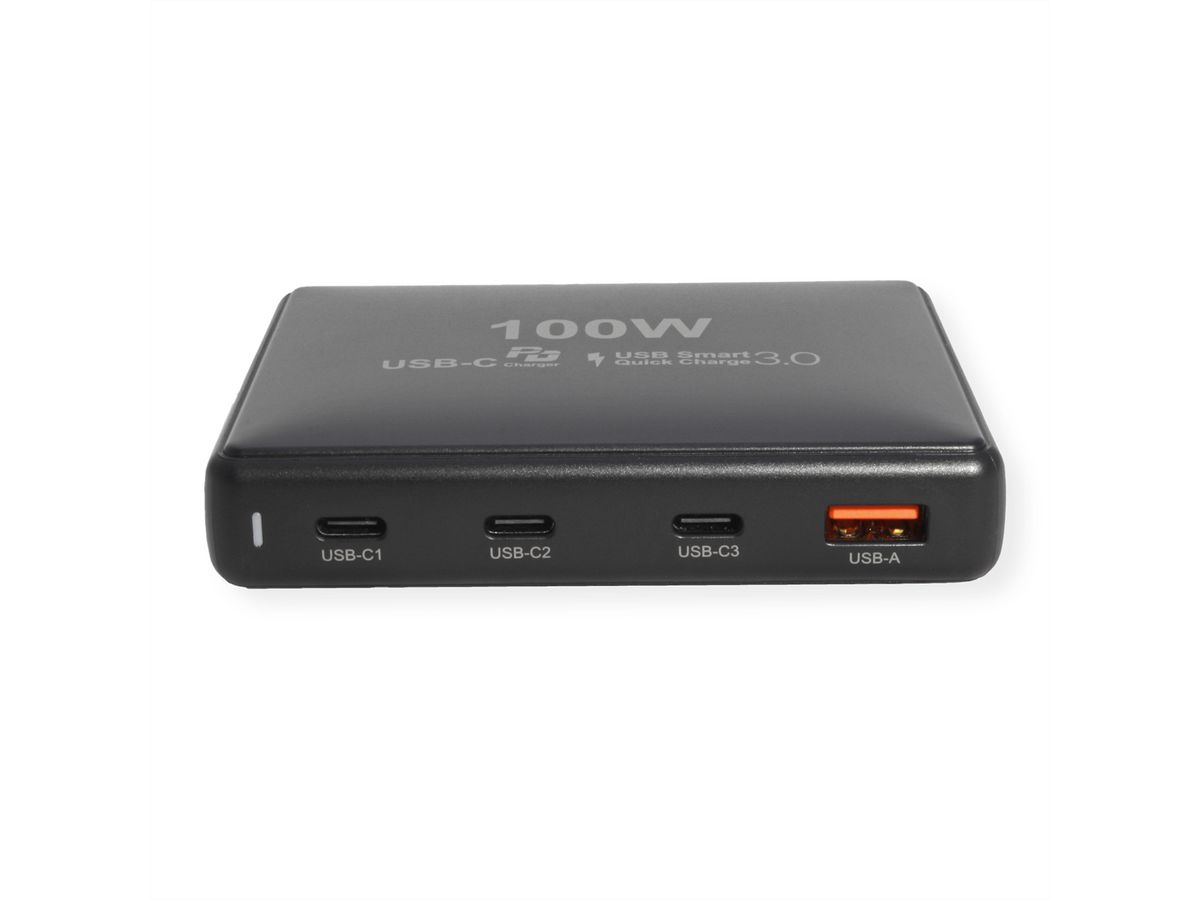 VALUE  Chargeur USB 4 ports USB (1x USB A, 3x USB C), max. 100W