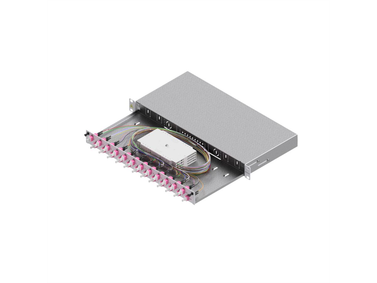 EasyLan LWL-Spleißbox Grade C 19-Zoll 1HE, 24 Ports, 24x LC-Duplex, OM4