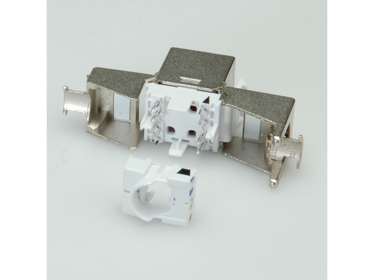 ROLINE Cat.6A (Class EA) Keystone, geschirmt, werkzeuglos, SLIM, silberfarben