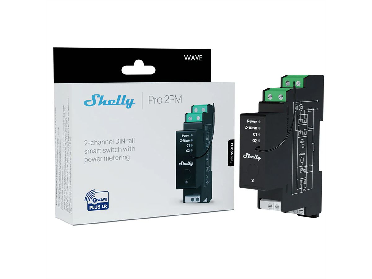 Shelly Schaltaktor Wave Pro 2PM LR , Z-Wave LongRange
