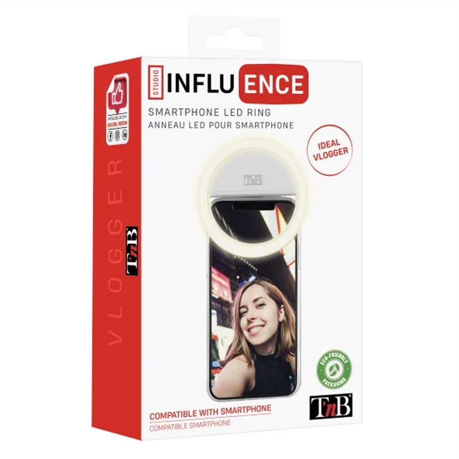 T'nB Influence LED Ring Clip für Smartphone, 6500K,125 mAh Akku