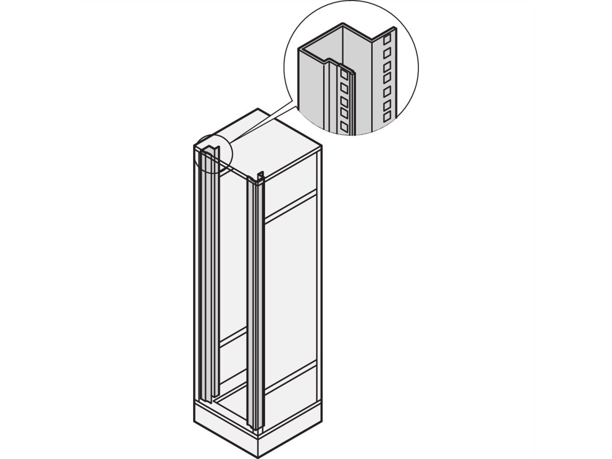 SCHROFF 19"-Winkelprofile mit Universal-Lochung (EIA) - WINKELPROFILE SATZ 38HE 7021